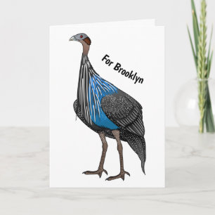 Vulturine guineafowl bird cartoon illustration karte