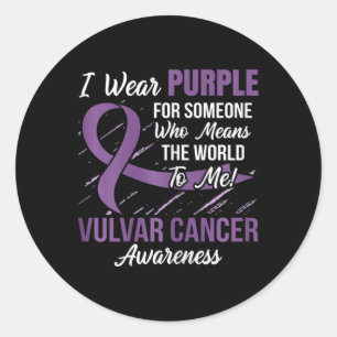 Vulvar Cancer Ribbon jemand, der World to m Runder Aufkleber