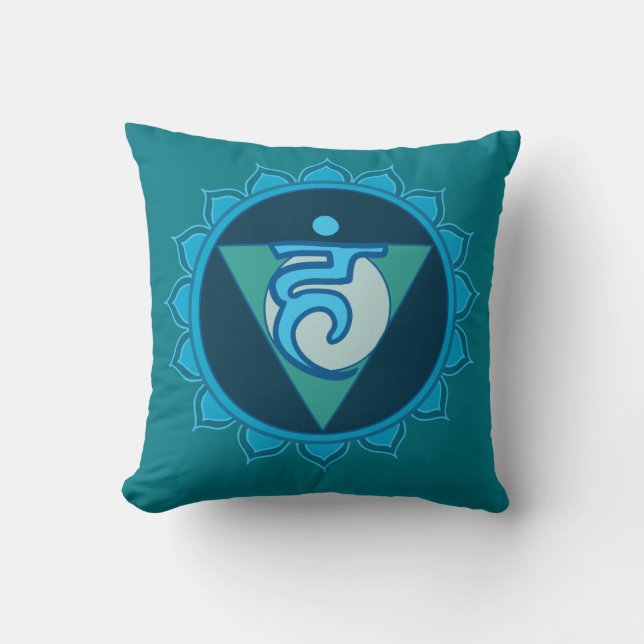 Vushuddha oder Throat Blue Chakra Cushion Kissen (Vorderseite)