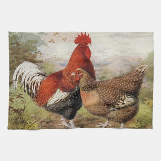 Vute Country Bauernhof Dachdecker Hühnchen Küchent Geschirrtuch (Horizontal)