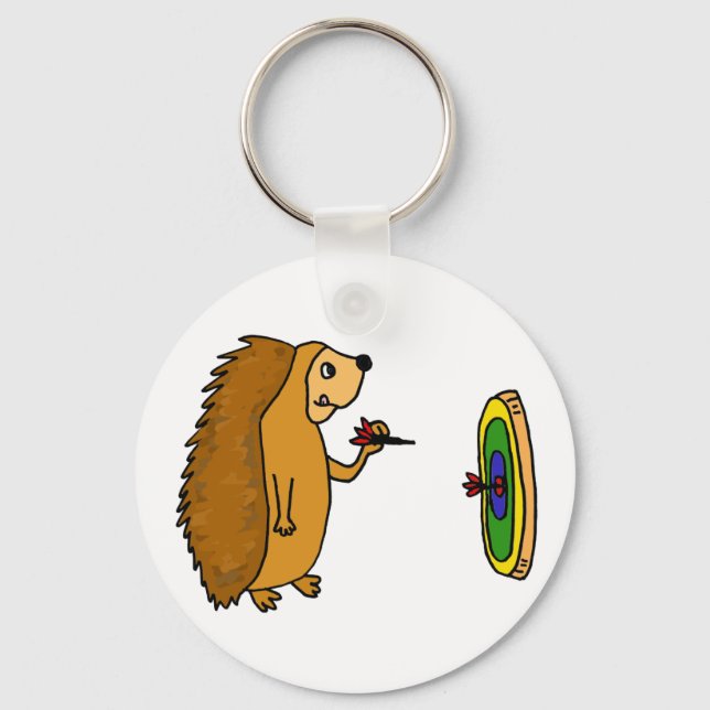 VV - Funny Igel Throwing Darts Cartoon Schlüsselanhänger (Vorderseite)