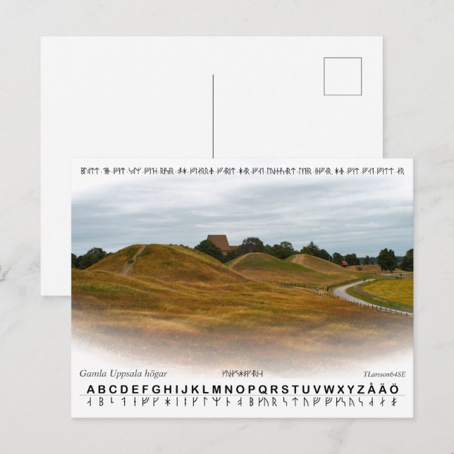 Vykort — Kungshögarna + runalfabetet Postkarte (Vorne/Hinten)