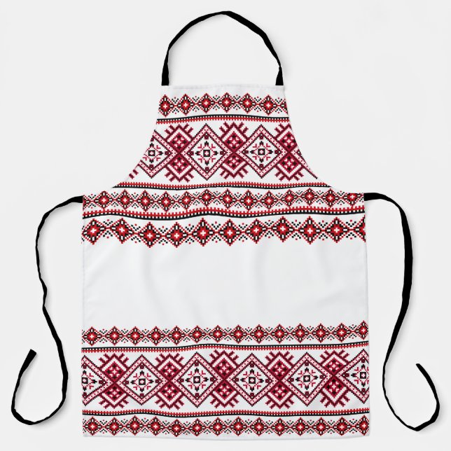 Vyshyvanka Ukrainische Schürze Rot Schwarz (Vorderseite)