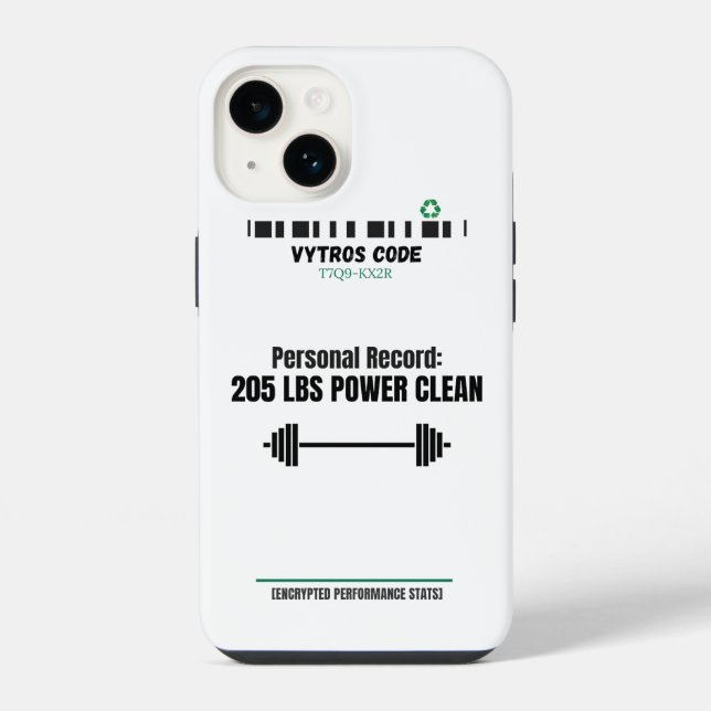 VYTROS "Encrypted Performance Stats" iPhone Case 14 Hülle (Rückseite)