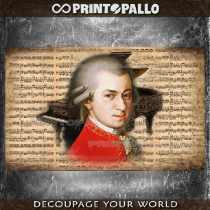 W. A. Mozart The Child Genius mit Noten und Klavie Seidenpapier