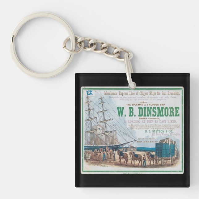 W B Dinsmore Clipper Segelschiff Schlüsselanhänger (Vorderseite)