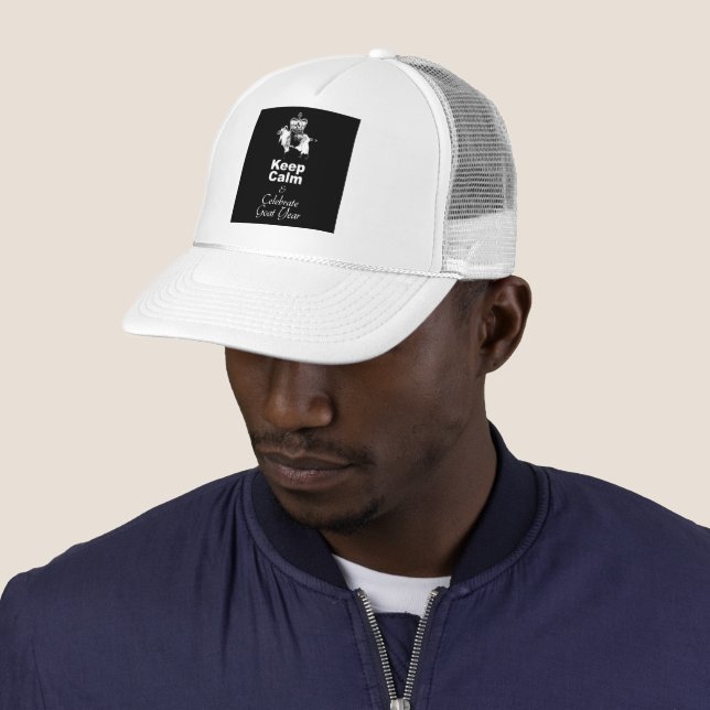 W Behielt Calm Celebrate Goat Year Black Hat Truckerkappe (Beispiel)