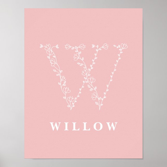 W Botanique Floral Monogramme personnalisé Poster  (Devant)