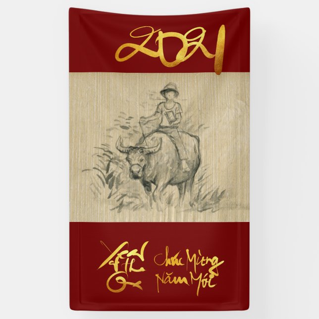 W Buffalo Kid Chinesisch Ox Jahr 2021 Vertikal B Banner (Vertikal)