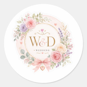 W&D Hochzeit Runder Aufkleber
