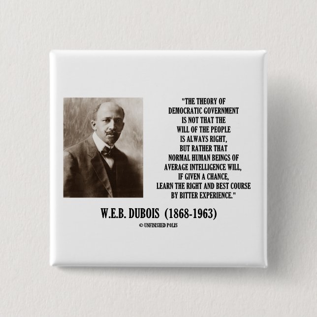 W.E.B. Dubois Theorie der demokratischen Regierung Button (Vorderseite)