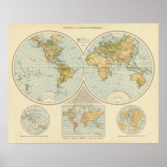 W, E Hemisphären Poster (Vorne)