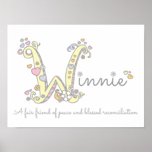 W für Winnie anfängliche Kritzelkunst Namensbedeut Poster