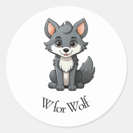 W für Wolf Runder Aufkleber