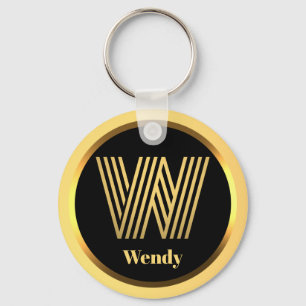 W Gold Mit Monogramm Letter Personalisiert Schlüss Schlüsselanhänger