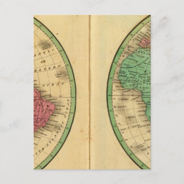 W Hemisphäre, E Hemisphäre Postkarte (Vorderseite)