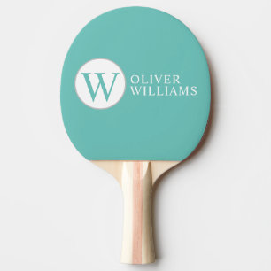 W Initial (bearbeitbar) Circle Monogram Aquamarin Tischtennis Schläger