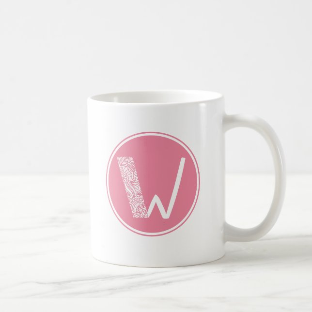 W Initial floral Monogramm Kaffeetasse (Rechts)