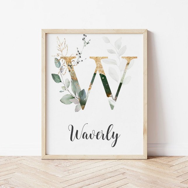 W Letter Monogram Greenerity Kinderzimmer Name Wal Poster (Von Creator hochgeladen)