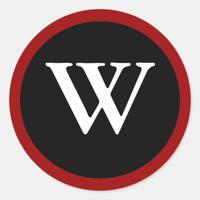 W : Lettre W initiale Sticker rouge, blanc et noir (Devant)