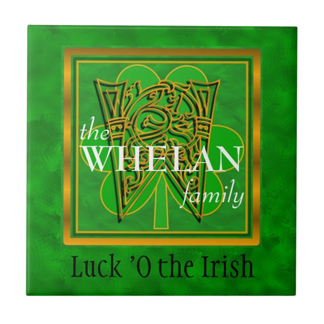 W "Luck of the Irish" Family Custom Monogram Tile Fliese (Vorderseite)