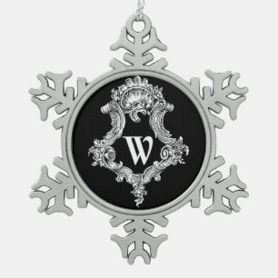 W Monogramm Erstverzierung Schneeflocken Zinn-Ornament