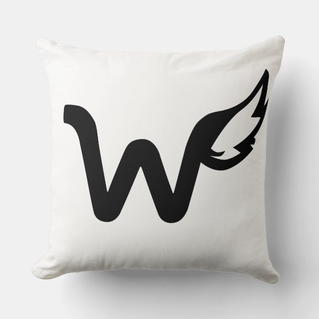 W Monogramm geflügelter einfacher Schwanz Kissen (Vorderseite)