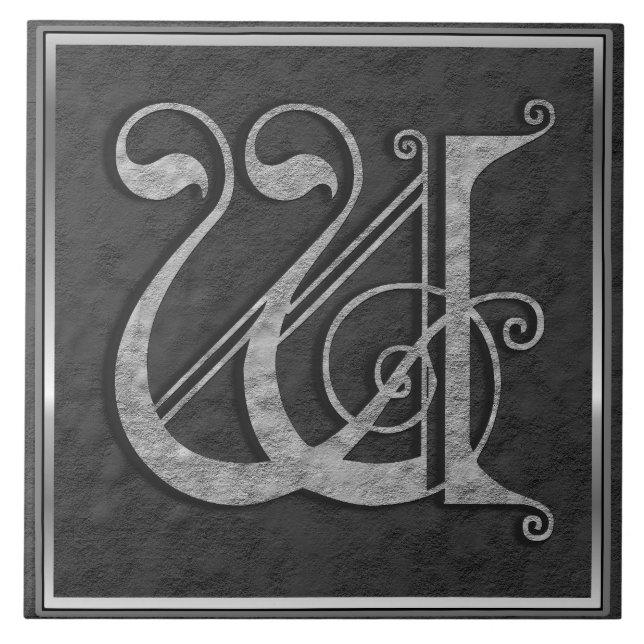 W Monogramm Keramik "mittelalterlicher grauer Stei Fliese (Vorderseite)