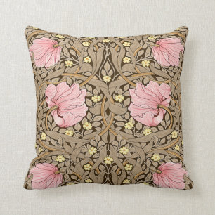 W Morris Pimpernell Muster in Pink und Sepia Kissen