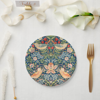 W Morris Strawberry Diief Round Paper Plate Pappteller