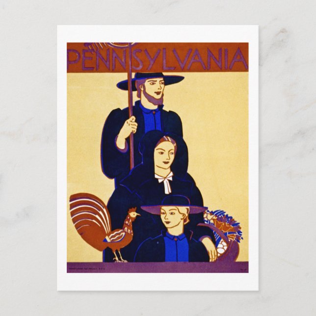 W.P.A. Pennsylvania Travel Poster Vintag Postkarte (Vorderseite)