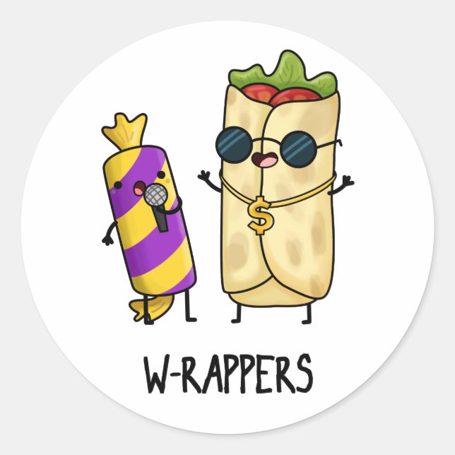 W-Rappers Funny Food Pun Runder Aufkleber (Vorderseite)