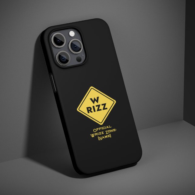 W rizz US Warnschild Meme Lustiger Spruch iPhone 15 Pro Hülle (Von Creator hochgeladen)