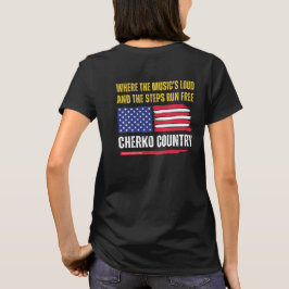 (W-Schwarz) US-Flagge / Musik ist laut & Schritte  T-Shirt