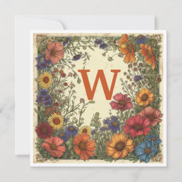"W" Trinidad Orange: Bloom & Monogram Feiertagskarte