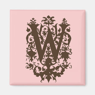 W - Verzierte barocke Monogramm Magnet