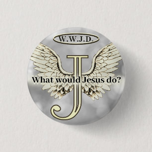 W.W.J.D Was würde Jesus tun? Schlüsselanhänger Button