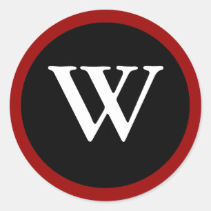 W: W Letter W Red, White & Black Aufkleber
