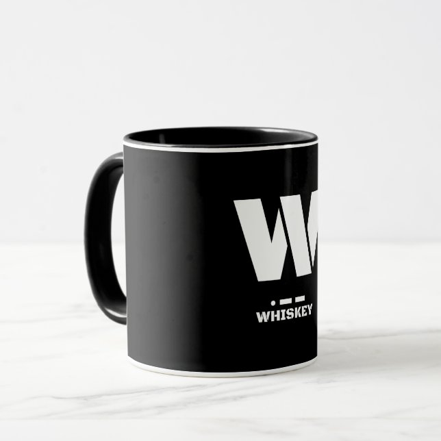 W(Whiskey) NATO Phonetischer Alphabet & Morse Code Tasse (Vorderseite Links)
