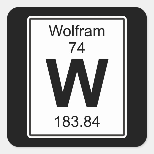 W - Wolfram Quadratischer Aufkleber (Vorderseite)