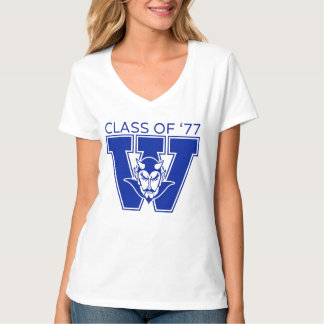 Wa-Hi Abschlussjahrgang 1977 Damen V-Ausschnitt T- T-Shirt