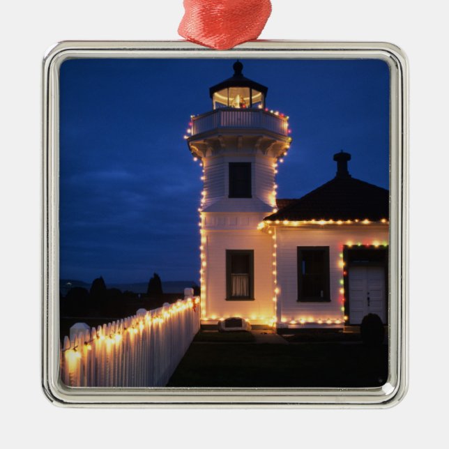 WA, Mukilteo, Mukilteo Lighthouse 2 Silbernes Ornament (Vorne)