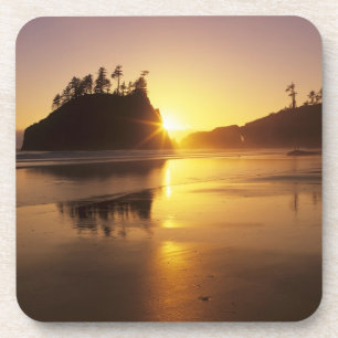WA, Olympic NP, Second Beach bei Sonnenuntergang Getränkeuntersetzer
