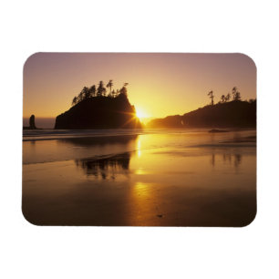 WA, Olympic NP, Second Beach bei Sonnenuntergang Magnet