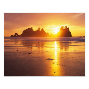 WA, Olympic NP, Shi Shi-Strand bei Sonnenuntergang Fotodruck