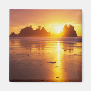WA, Olympic NP, Shi Shi-Strand bei Sonnenuntergang Magnet
