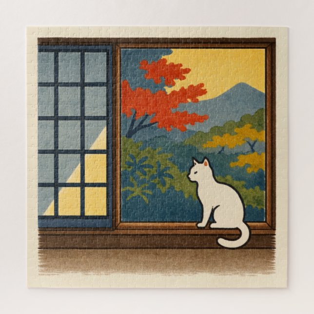 Wa – Quiet Window with White Cat (Vertikal)