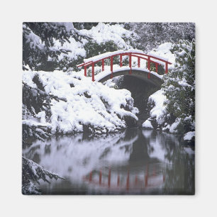 WA, Seattle, Mondbrücke und Teich nach dem Winter Magnet