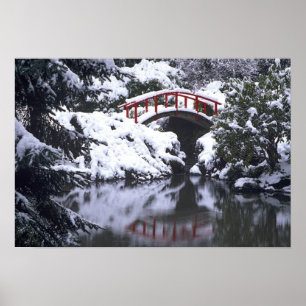 WA, Seattle, Mondbrücke und Teich nach dem Winter Poster