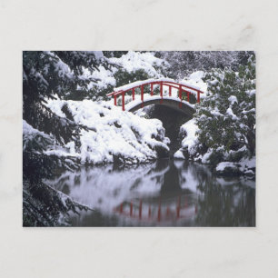 WA, Seattle, Mondbrücke und Teich nach dem Winter Postkarte